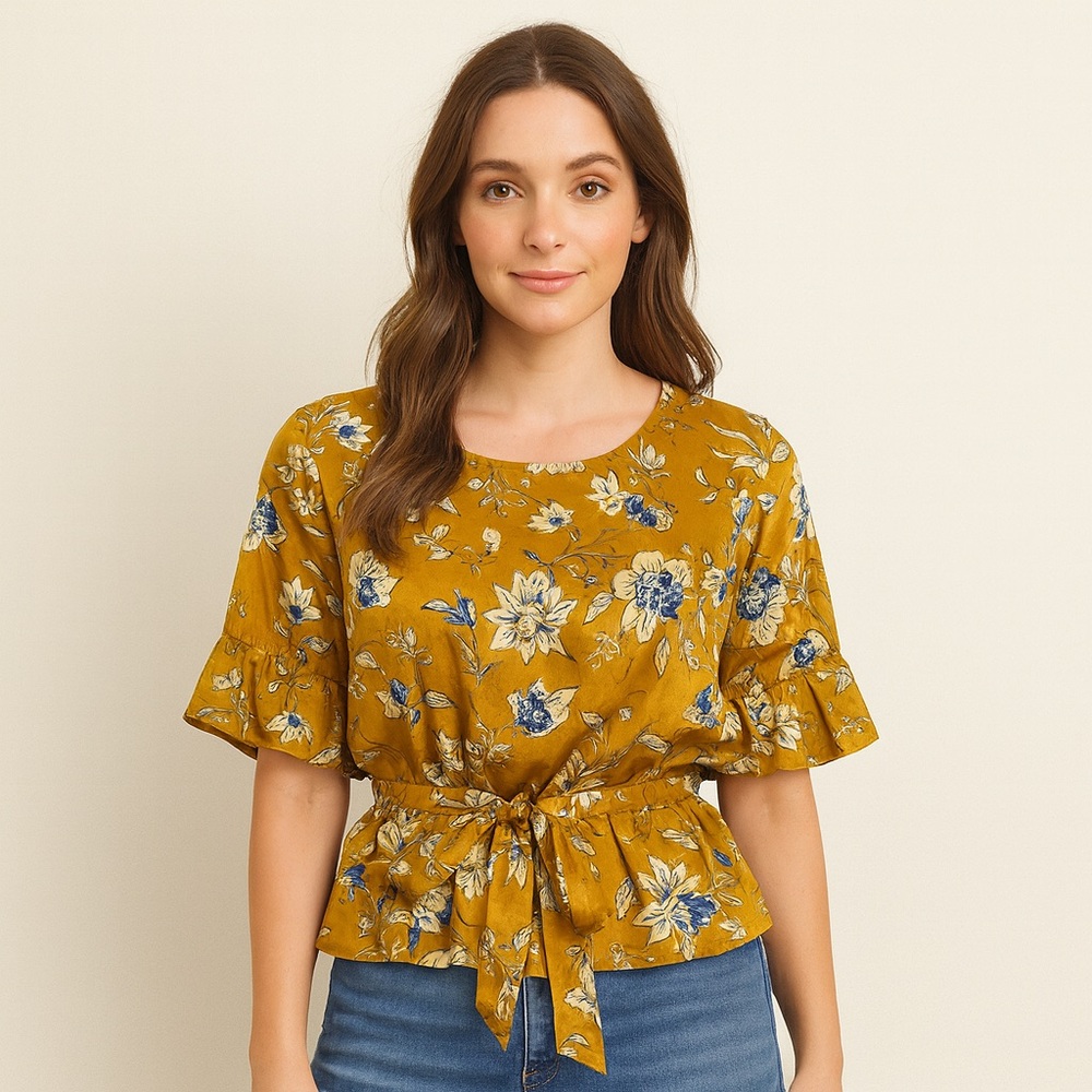 Lost + Wander Floral Belted Blouse NWT Size L